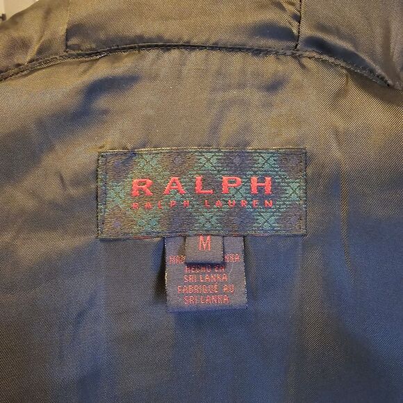 Ralph Lauren Vintage Black Shiny Satin Coat Jacket Puffer Womens M 90s Y2K Polo - Picture 4 of 8